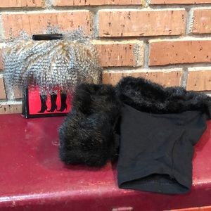 Boot cuffs set of two black and brown/gray/white